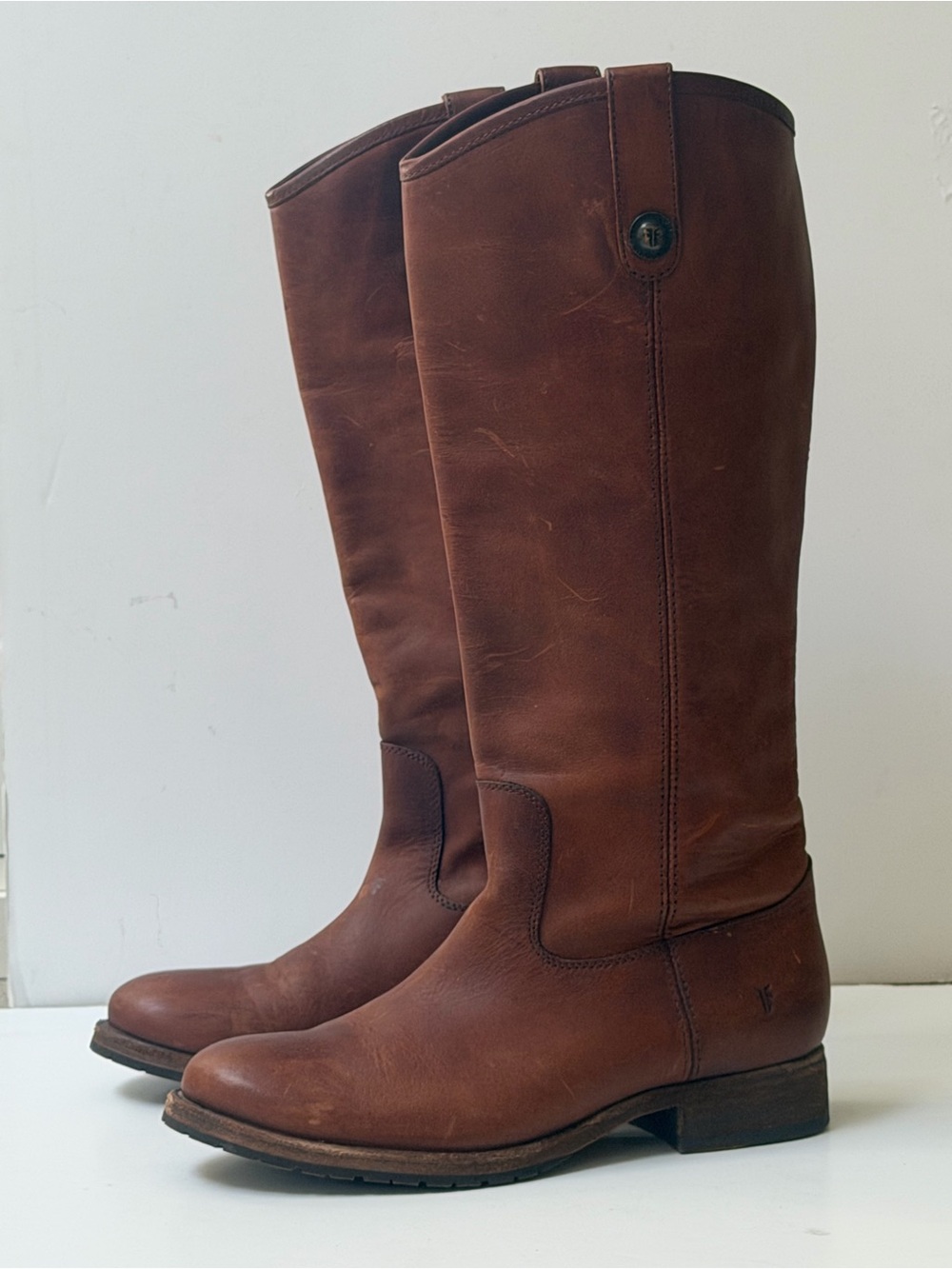 Frye Melissa Button Lug Leather Tall Knee Boots 8